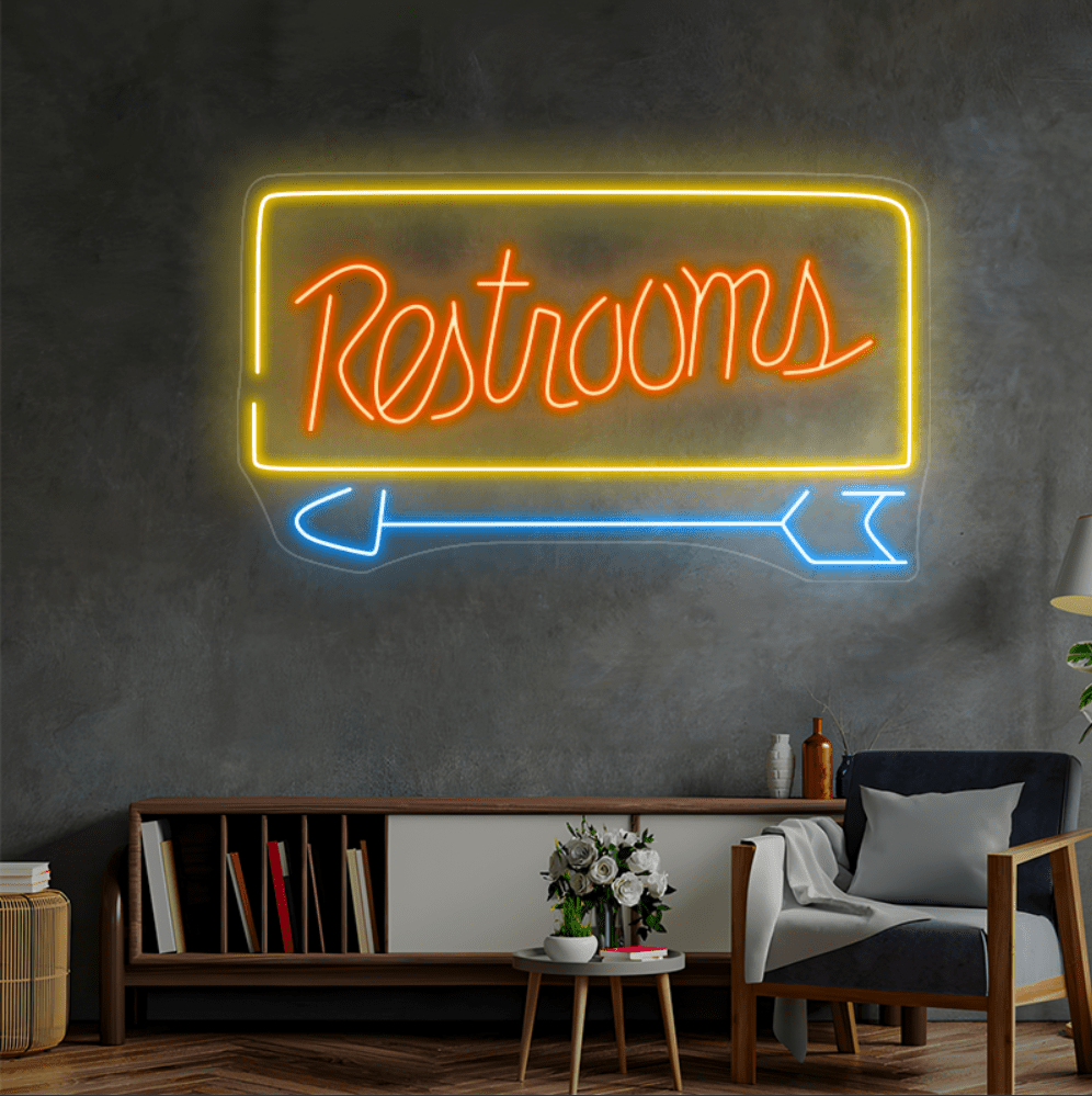 Restrooms with Arrow Led Neon Sign - Shineneon