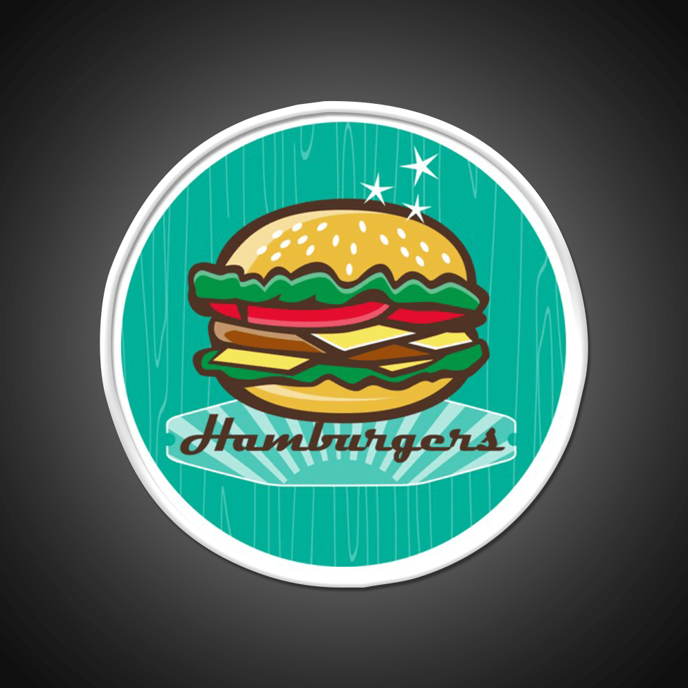 Retro 1950S Diner Hamburger Circle Snack Food Led Neon Sign Rgb Color - Shineneon