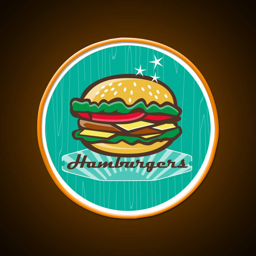 Retro 1950S Diner Hamburger Fast Food Led Neon Sign For Burger Place Rgb Color
