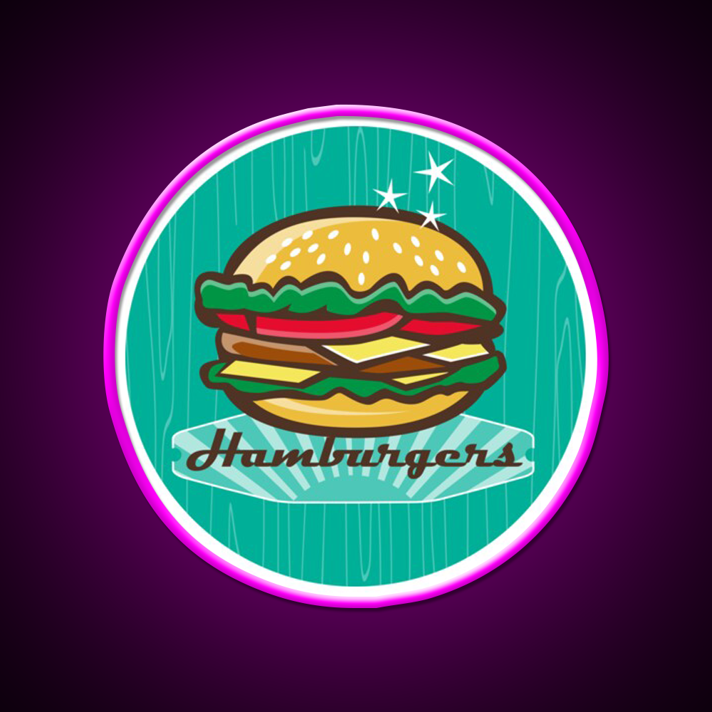 Retro 1950S Diner Hamburger Fast Food Led Neon Sign For Burger Place Rgb Color