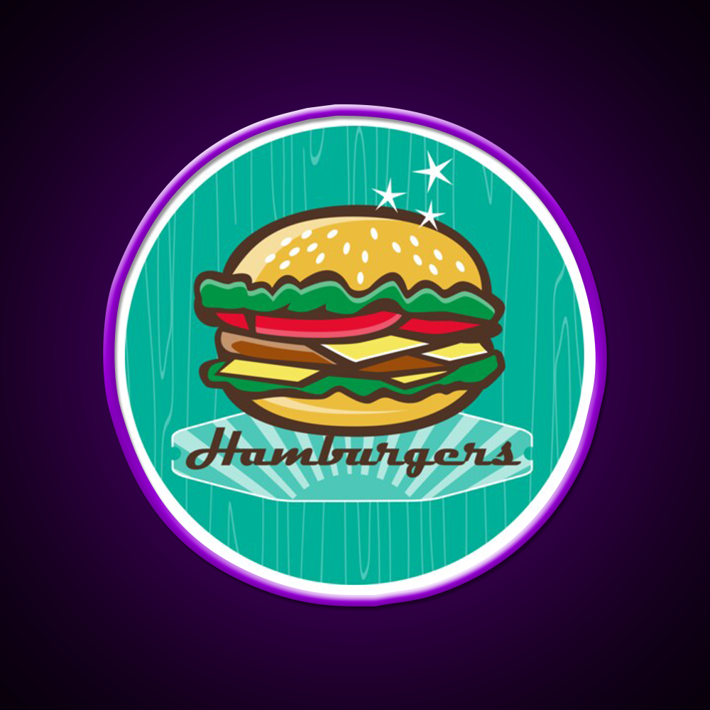 Retro 1950S Diner Hamburger Fast Food Led Neon Sign For Burger Place Rgb Color