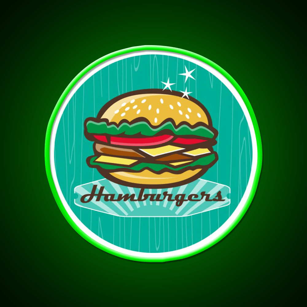 Retro 1950S Diner Hamburger Fast Food Led Neon Sign For Burger Place Rgb Color - Shineneon