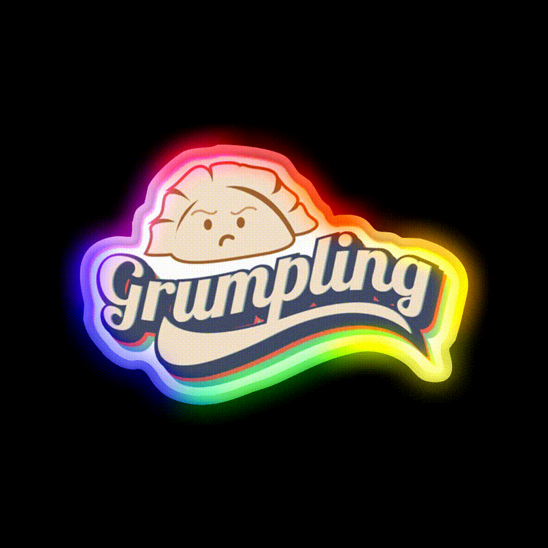 Retro Angry Dumpling Led Neon Sign Chinese Food Rgb Color