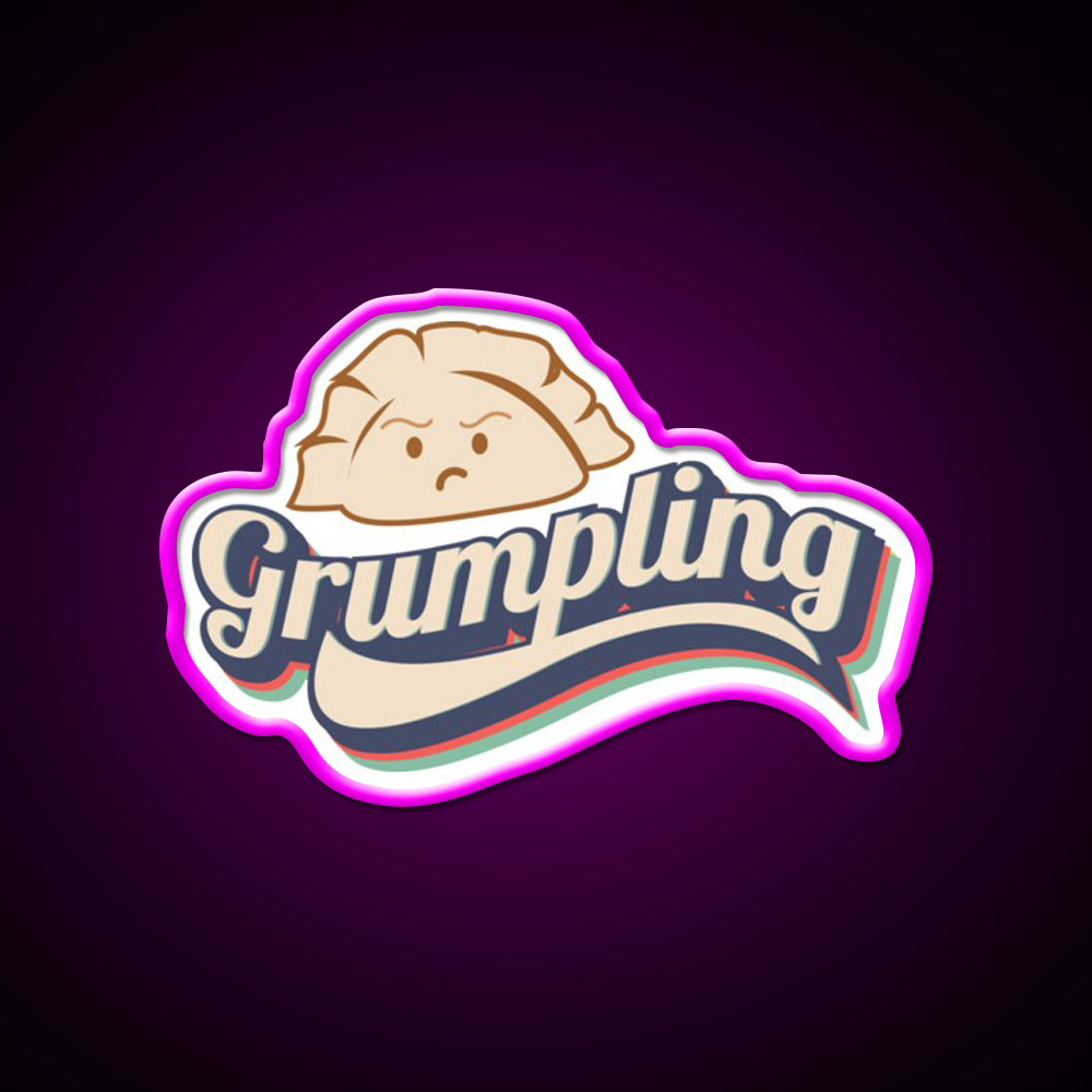 Retro Angry Dumpling Led Neon Sign Chinese Food Rgb Color