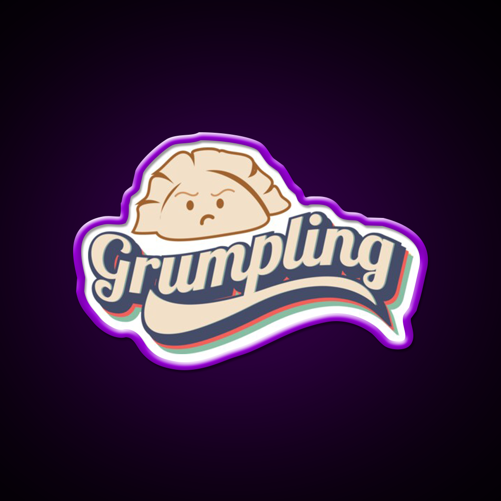 Retro Angry Dumpling Led Neon Sign Chinese Food Rgb Color