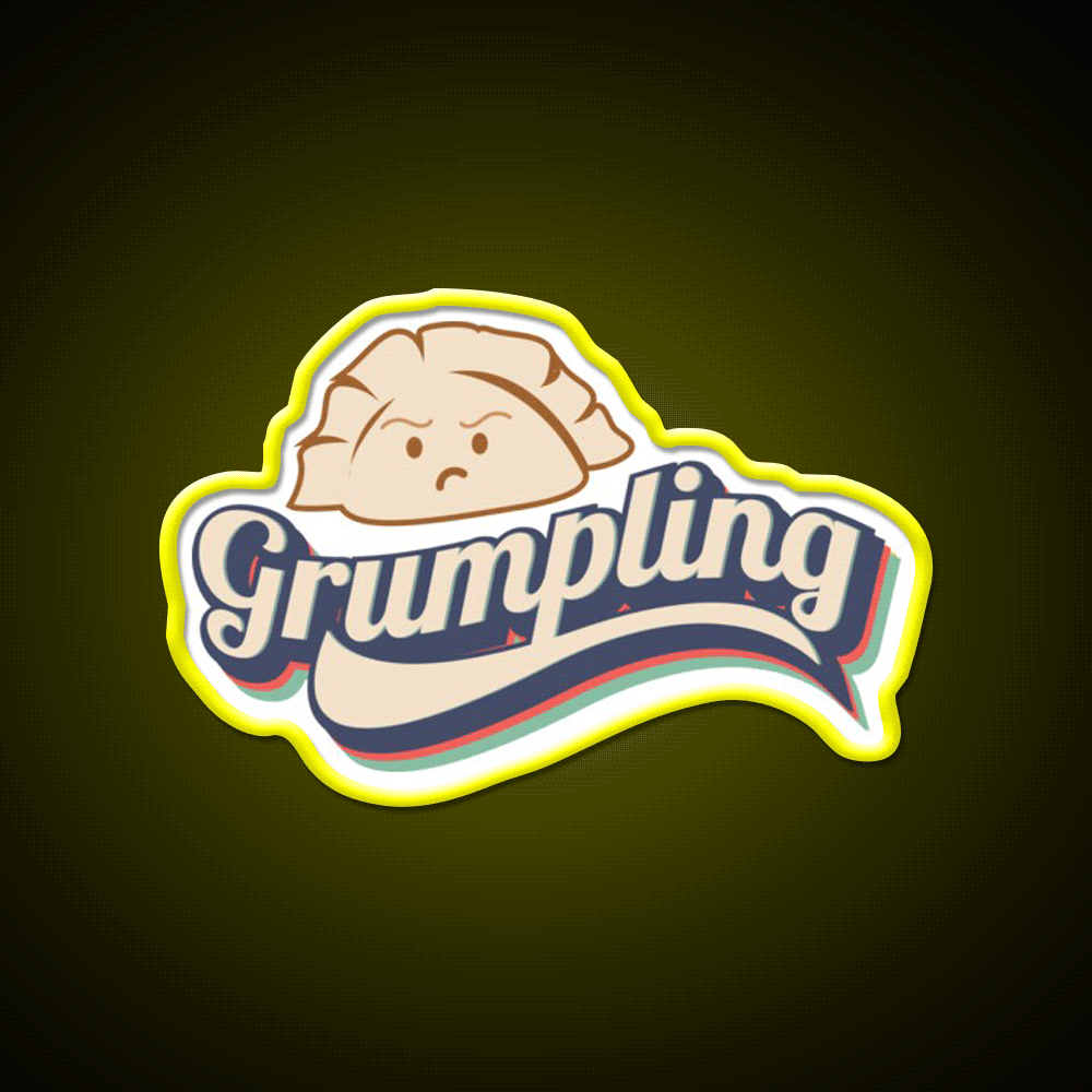 Retro Angry Dumpling Led Neon Sign Chinese Food Rgb Color