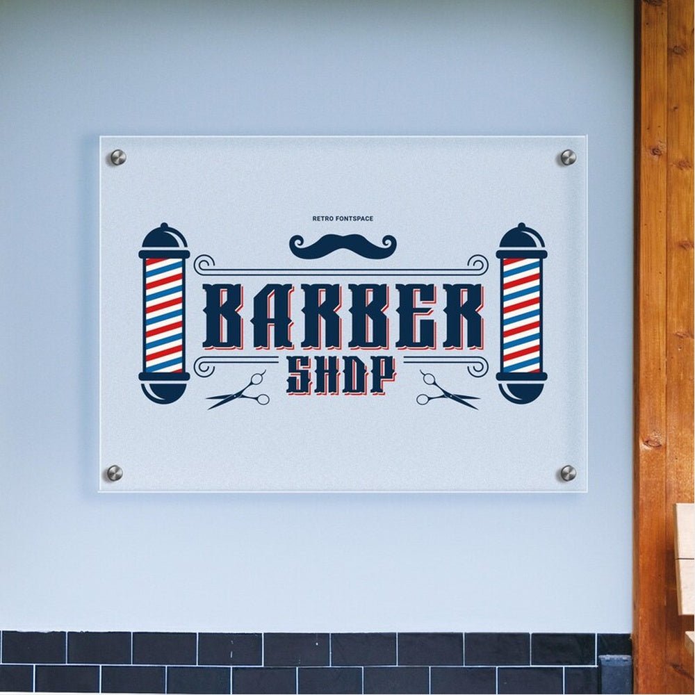 Retro Barber Shop Acrylic Business Logo Sign - Shineneon