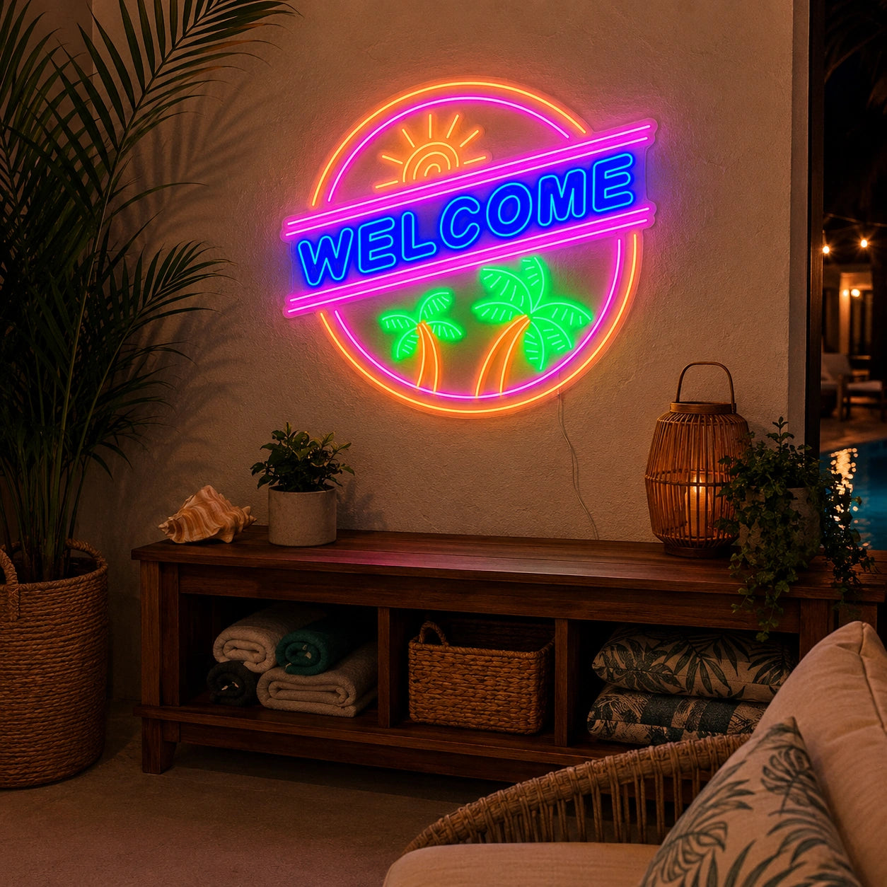 Retro Desert Sunset Neon Sign LED Neon Sign real lifestyle scene