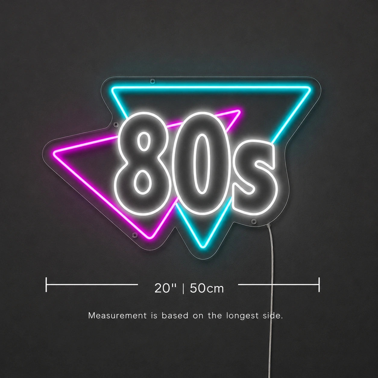 Retro Eighties Triangle Neon Sign LED Neon Sign size image