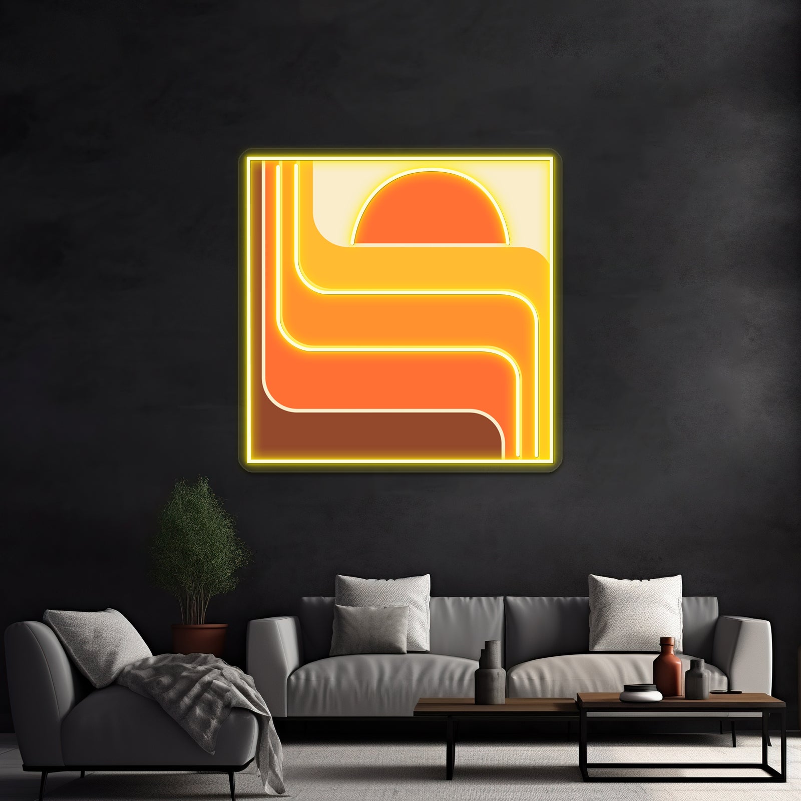 Retro Geometric Sun Design 656 Artwork Led Neon Signs | Shineneon