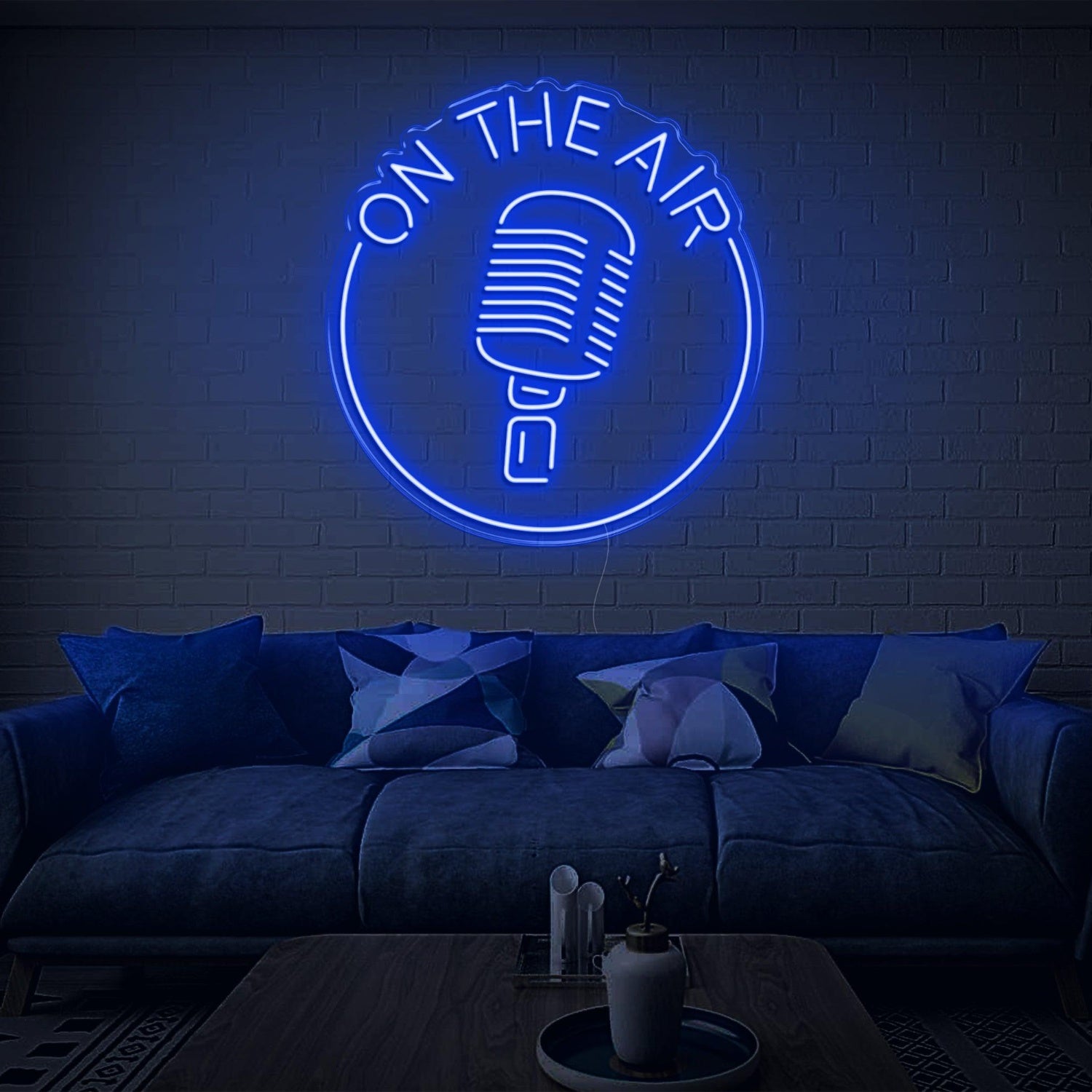 Retro Mic On The Air Warm Yellow Led Neon Sign For Studio Living Room Decor | Shineneon