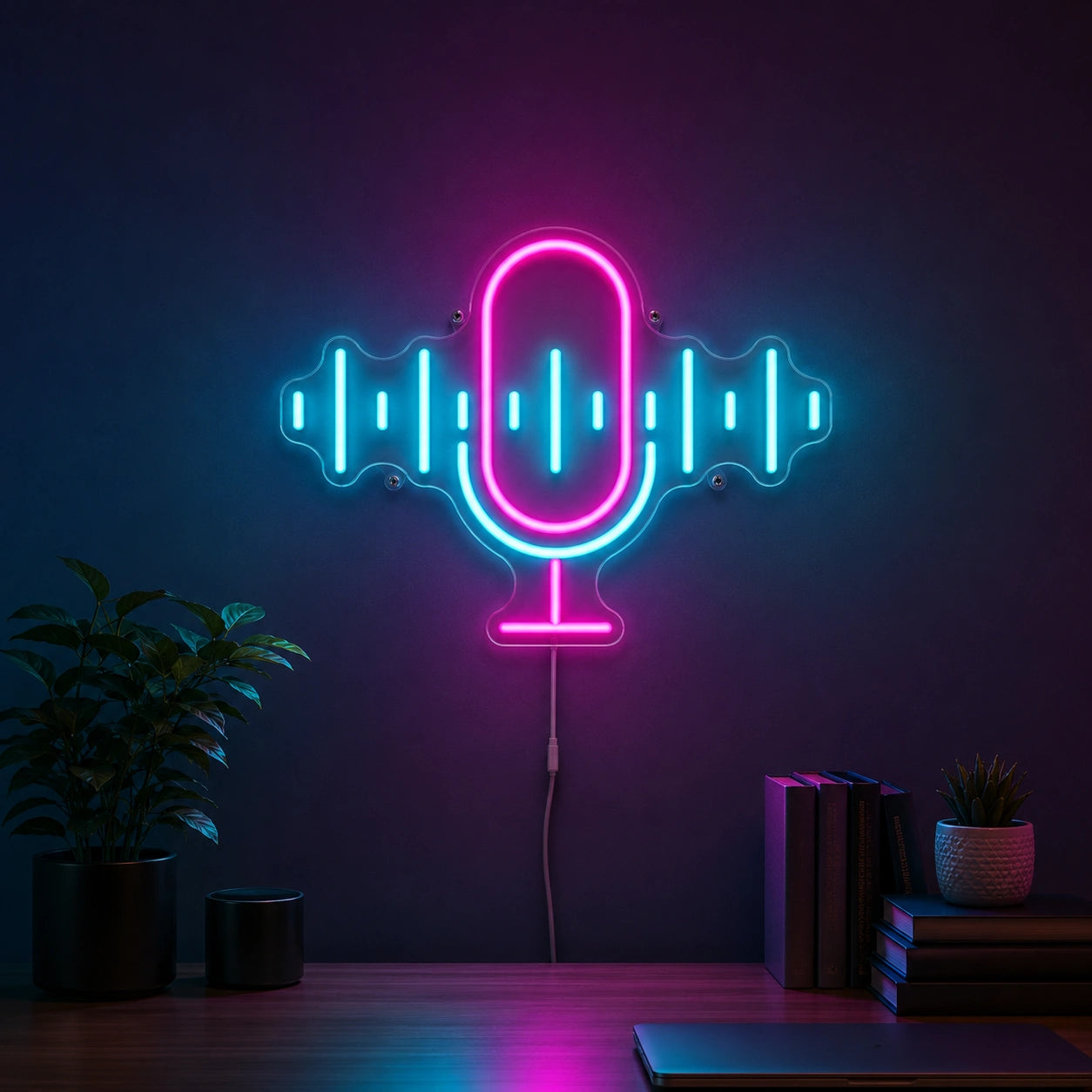 Retro Microphone Wave Neon Sign LED Neon Sign high-converting product image