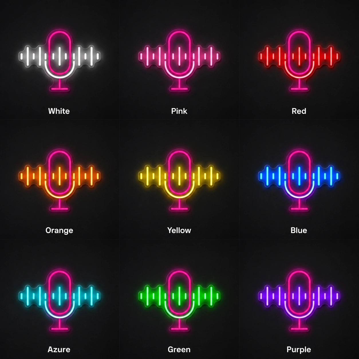 Retro Microphone Wave Neon Sign LED Neon Sign color grid