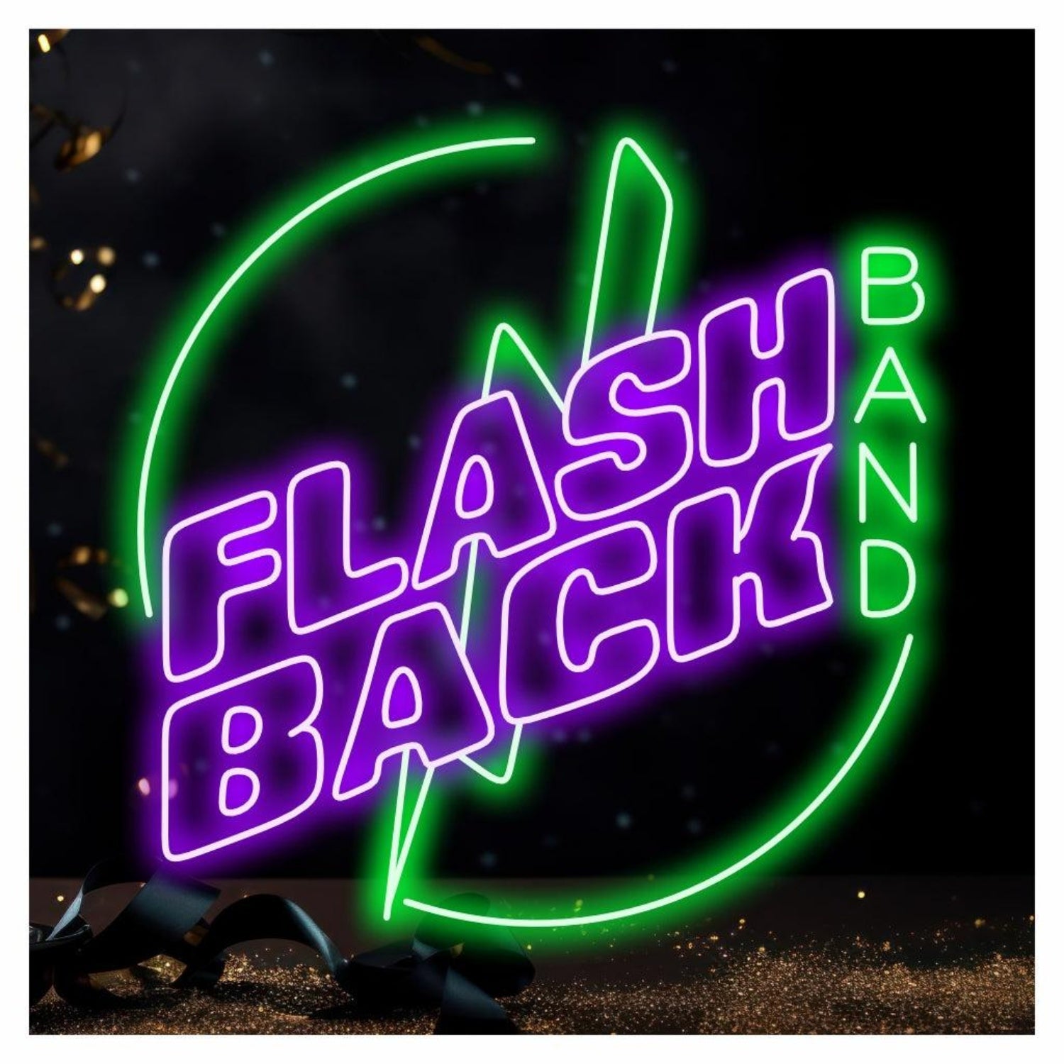 Retro Purple-Green Flash Back Band Led Neon Sign For 80s Bar Club Decor | Shineneon