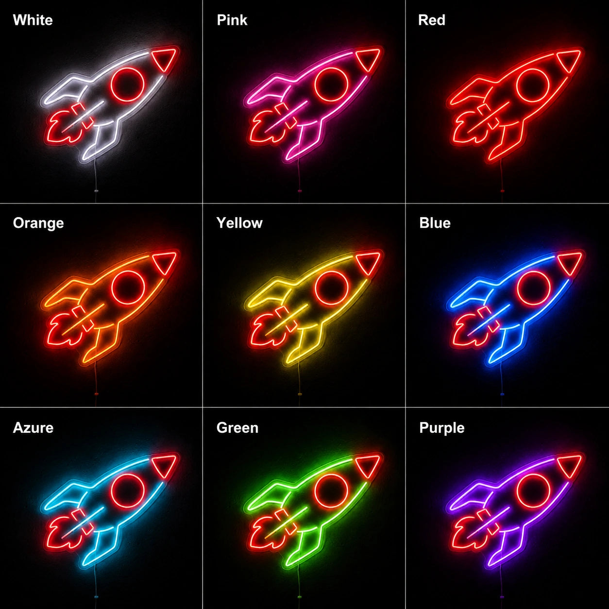 Retro Rocket Neon Sign LED Neon Sign color grid