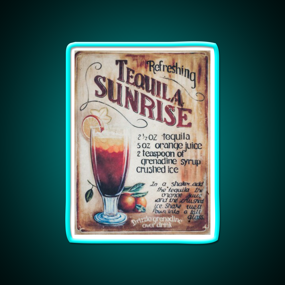 Retro Tequila Sunrise Billboard Party Drink Tequila Led Neon Sign Rgb Color