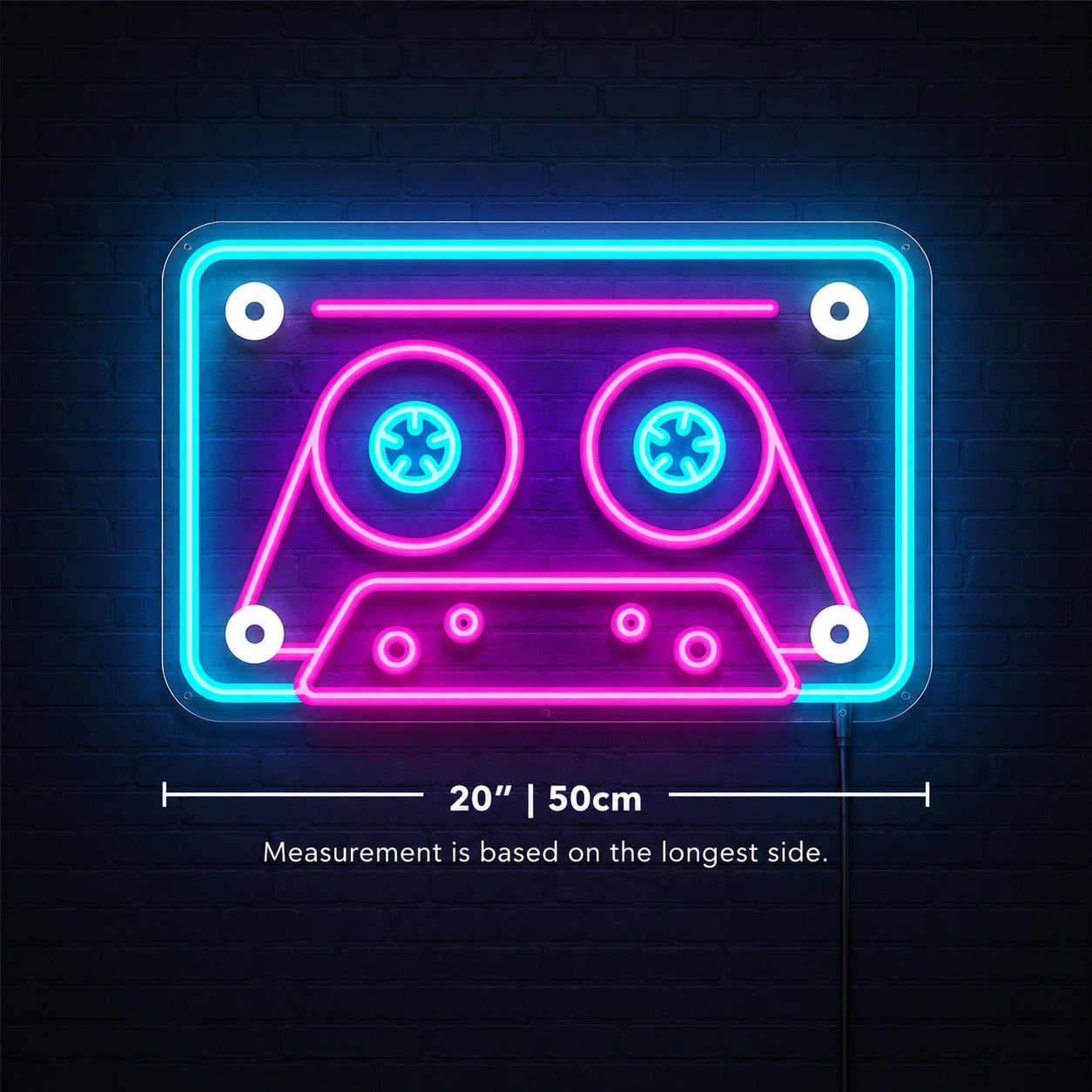 Retrowave Cassette Neon Sign LED Neon Sign size image