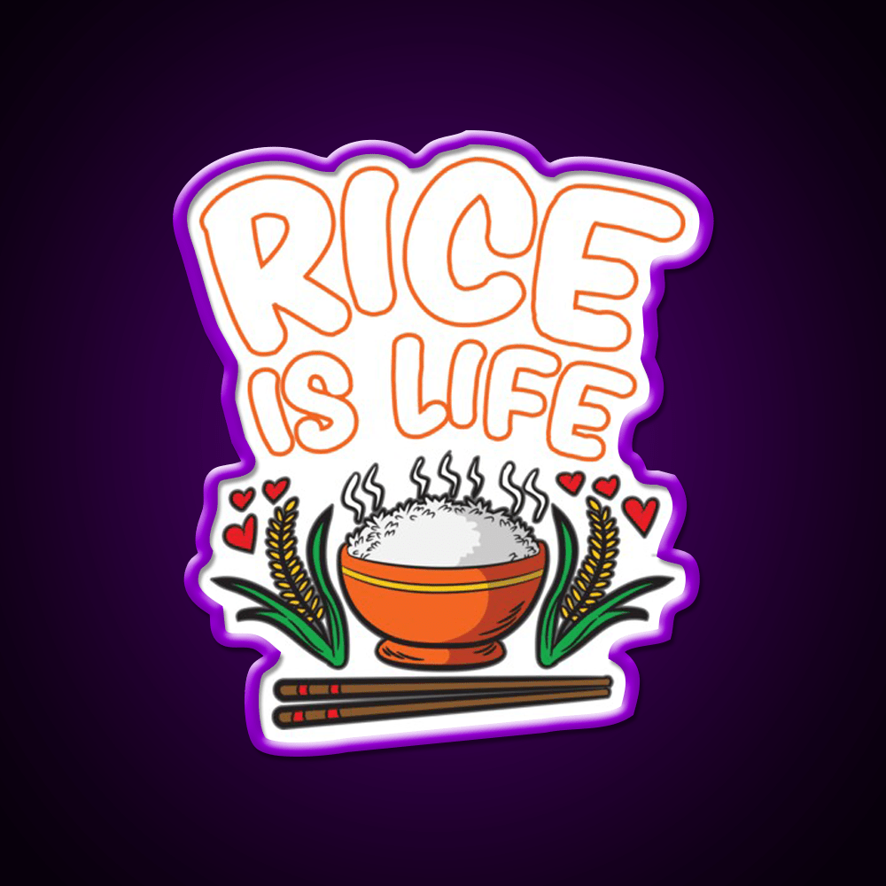 Rice Is Life Indian Chinese Filipino Humor Led Neon Sign Chinese Food Rgb Color - Shineneon