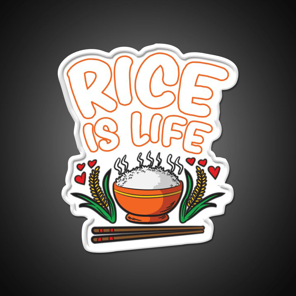Rice Is Life Indian Chinese Filipino Humor Led Neon Sign Chinese Food Rgb Color - Shineneon