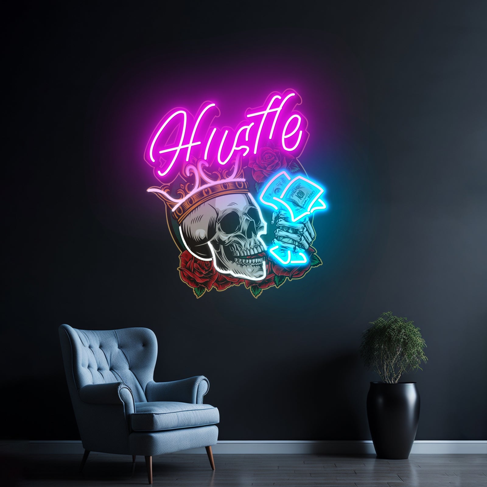 Rich Skull Led Neon Sign Light Custom Led Signs