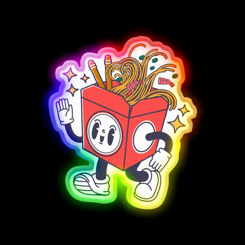 Ricky The Ramen Box Led Neon Sign Chinese Food Rgb Color