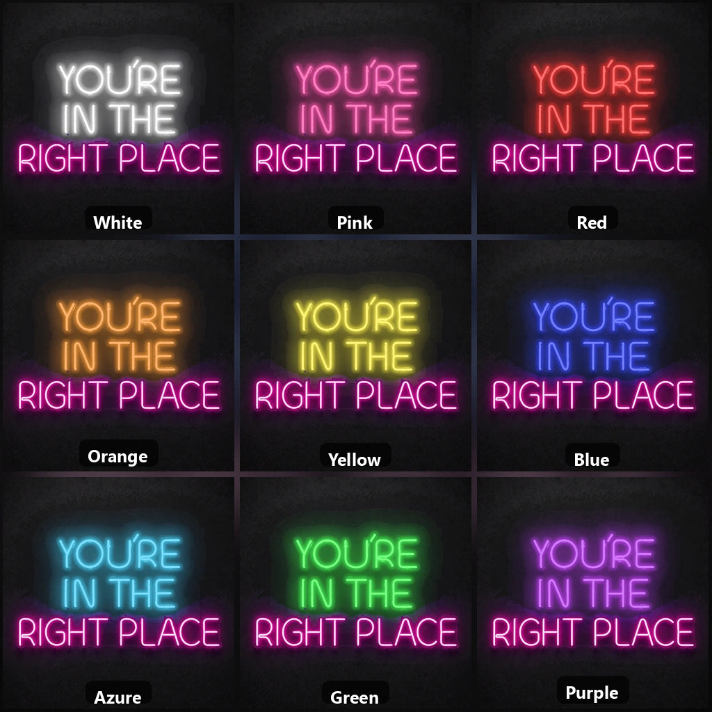 Right Place LED Neon Sign Garage Man Cave Neon Sign color grid