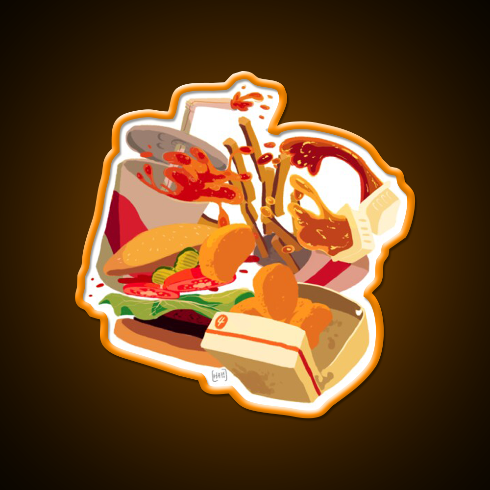 Rip Lunch Non Pattern Fast Food Led Neon Sign For Burger Place Rgb Color