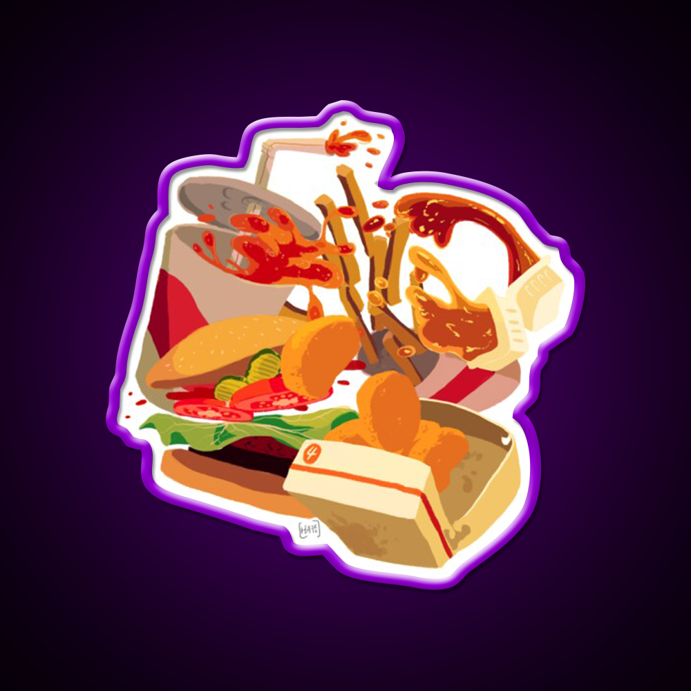 Rip Lunch Non Pattern Fast Food Led Neon Sign For Burger Place Rgb Color