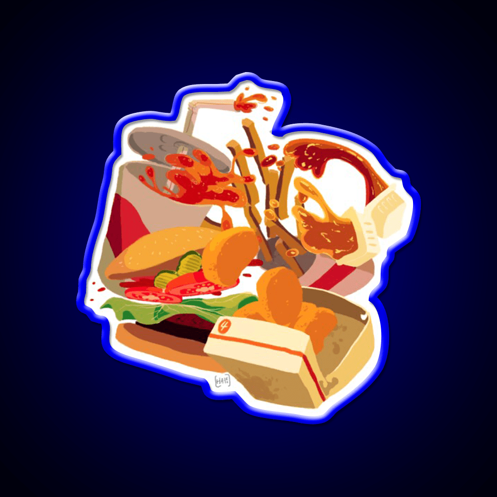 Rip Lunch Non Pattern Fast Food Led Neon Sign For Burger Place Rgb Color - Shineneon