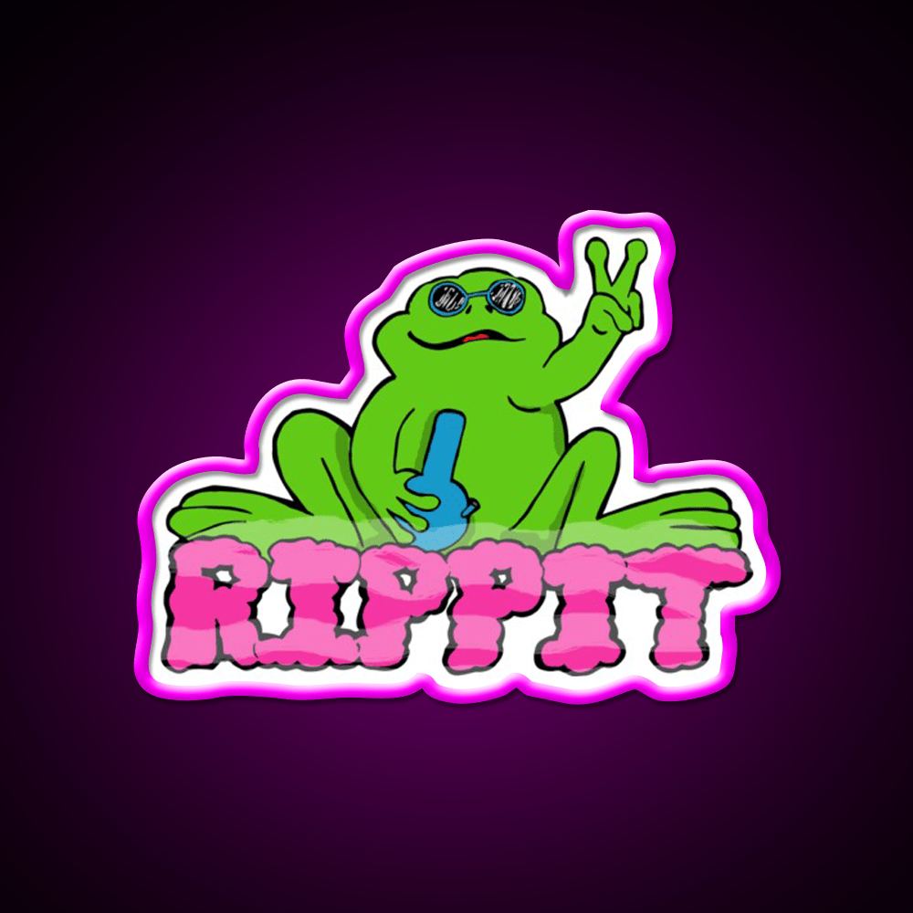 Rippit The Stoner Frog Peace Sign Hemp Inspired Green Leaf Led Neon Sign Rgb Color - Shineneon