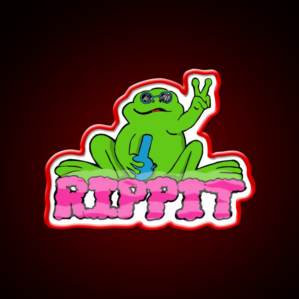 Rippit The Stoner Frog Peace Sign Hemp Inspired Green Leaf Led Neon Sign Rgb Color - Shineneon