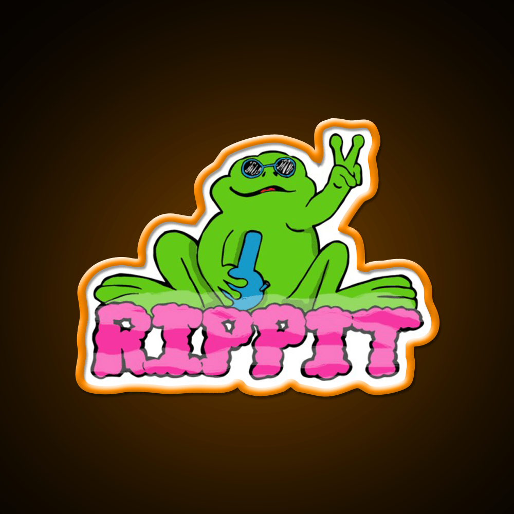 Rippit The Stoner Frog Peace Sign Hemp Inspired Green Leaf Led Neon Sign Rgb Color - Shineneon