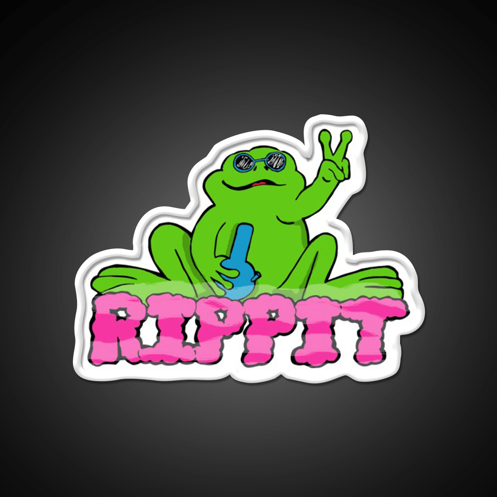 Rippit The Stoner Frog Peace Sign Hemp Inspired Green Leaf Led Neon Sign Rgb Color - Shineneon