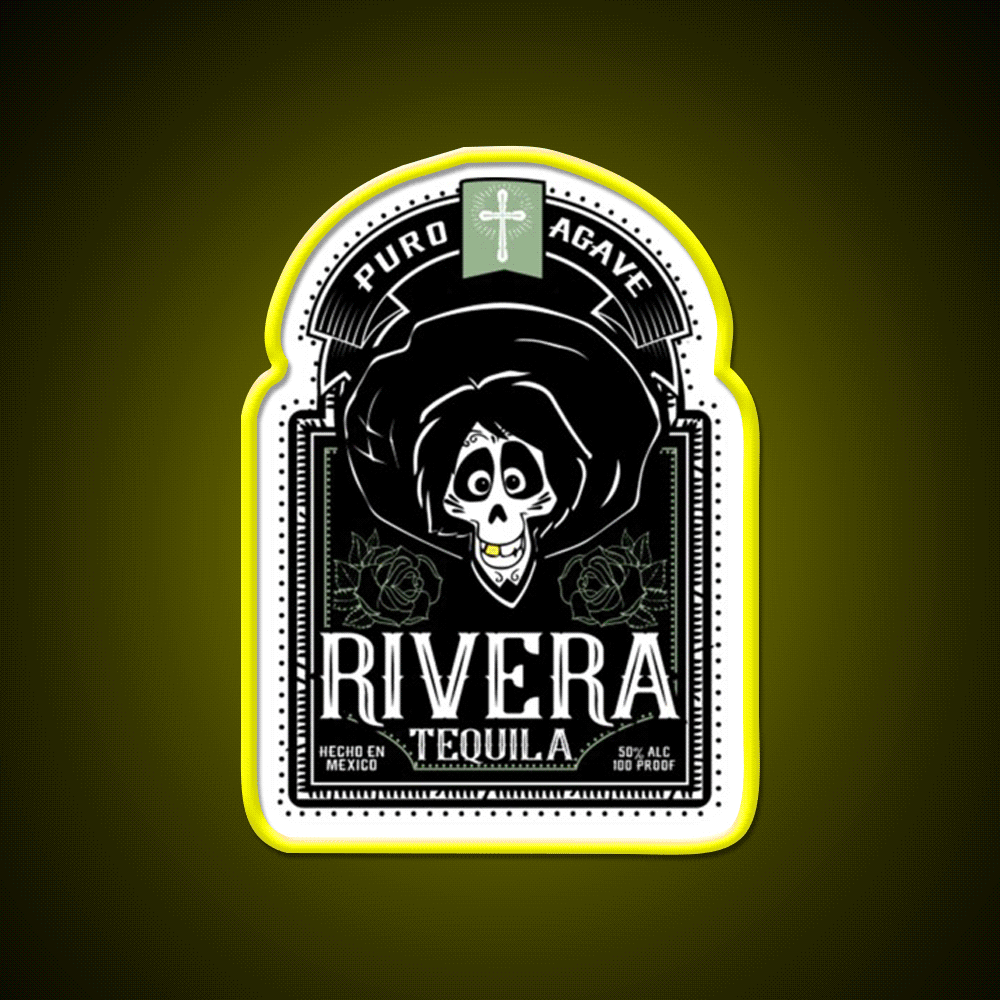 Rivera Tequila Party Drink Tequila Led Neon Sign Rgb Color - Custom LED neon sign front view