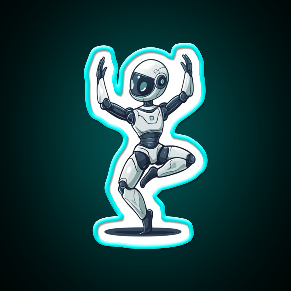 Robot In Tree Pose Yoga Led Neon Sign For Wellness Space Rgb Color