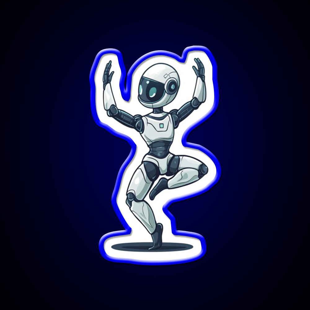 Robot In Tree Pose Yoga Led Neon Sign For Wellness Space Rgb Color