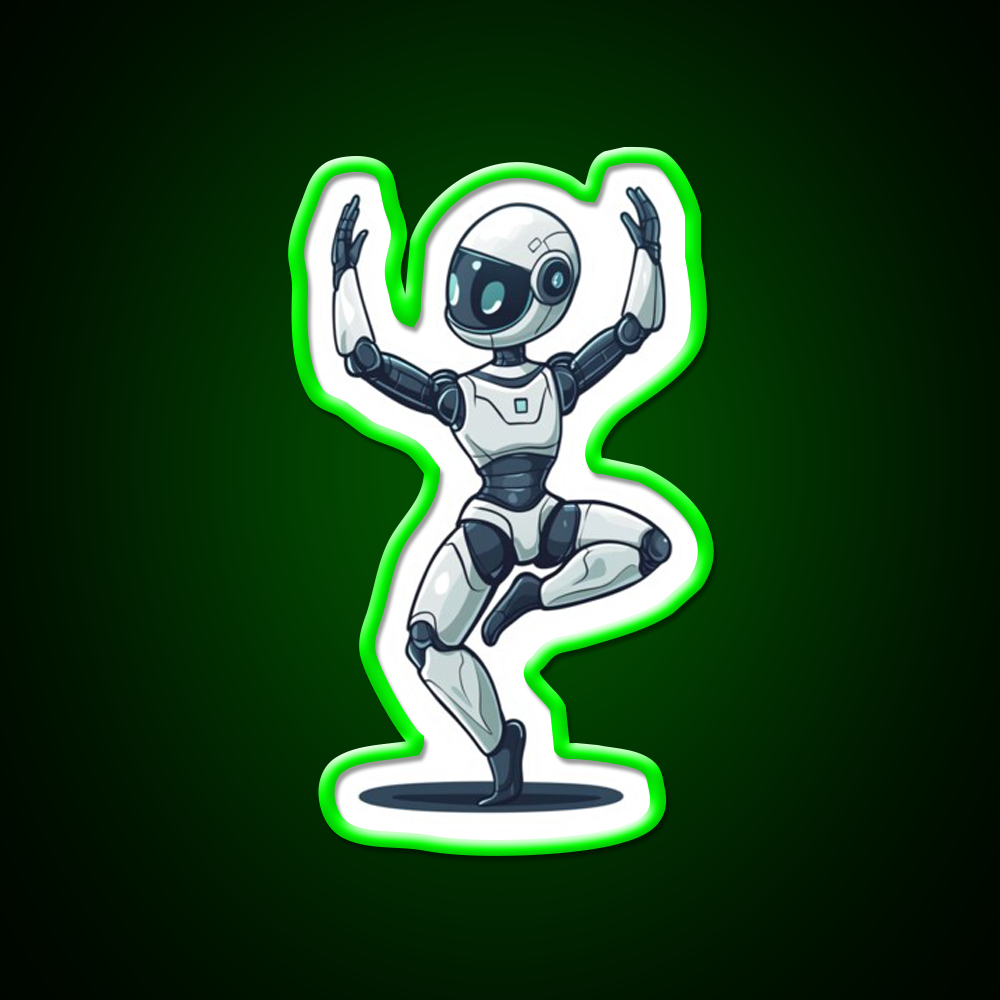 Robot In Tree Pose Yoga Led Neon Sign For Wellness Space Rgb Color