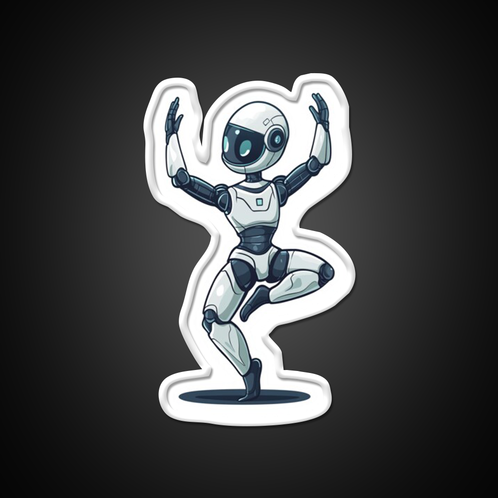 Robot In Tree Pose Yoga Led Neon Sign For Wellness Space Rgb Color
