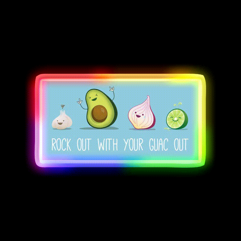 Rock Out With Your Guac Out Snack Food Led Neon Sign Rgb Color - LED neon sign close-up detail