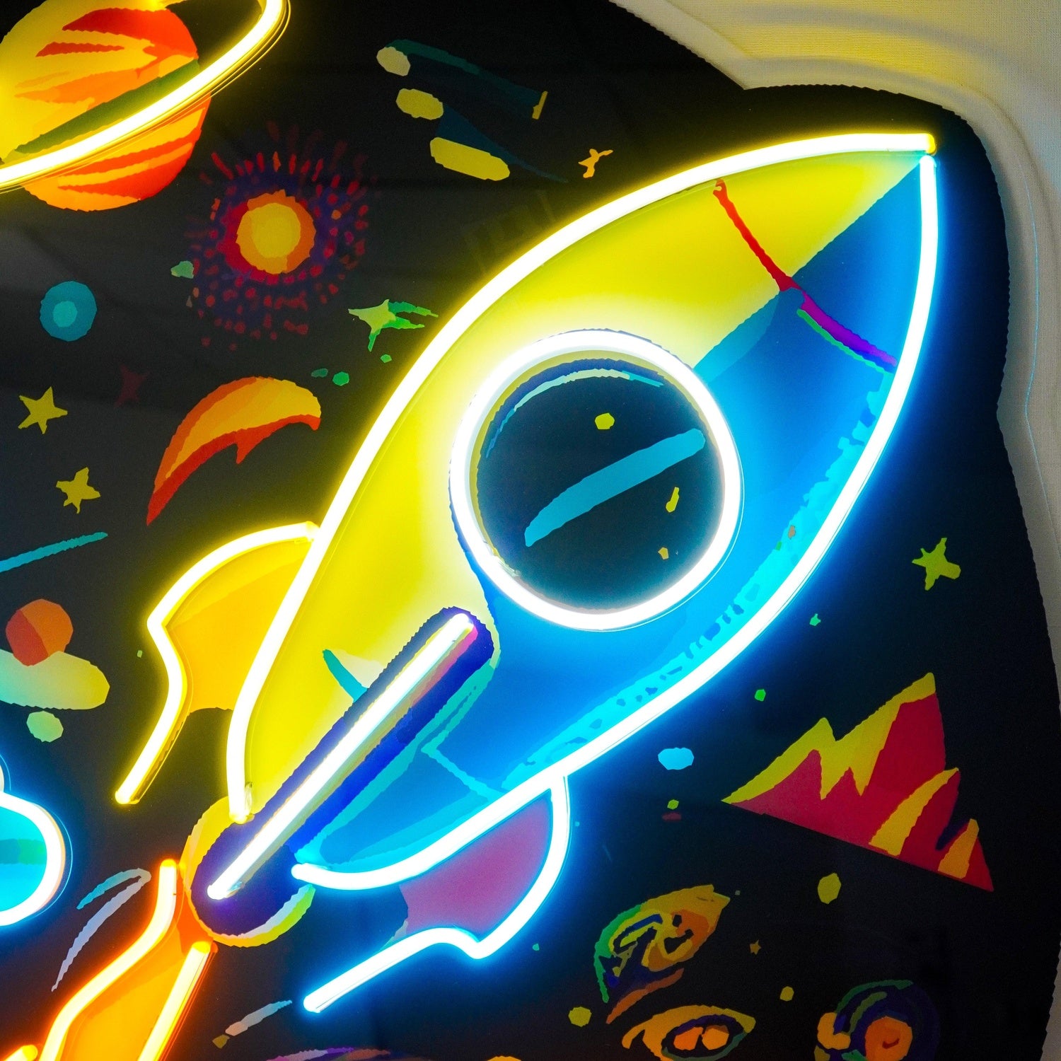 Rocket Launching Universe Uv Printed Led Neon Sign For Kids Room Decor | Shineneon