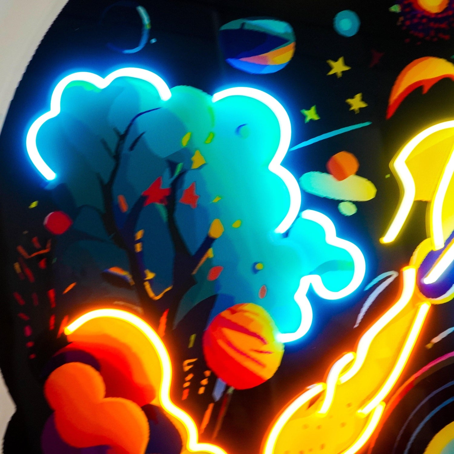 Rocket Launching Universe Uv Printed Led Neon Sign For Kids Room Decor | Shineneon