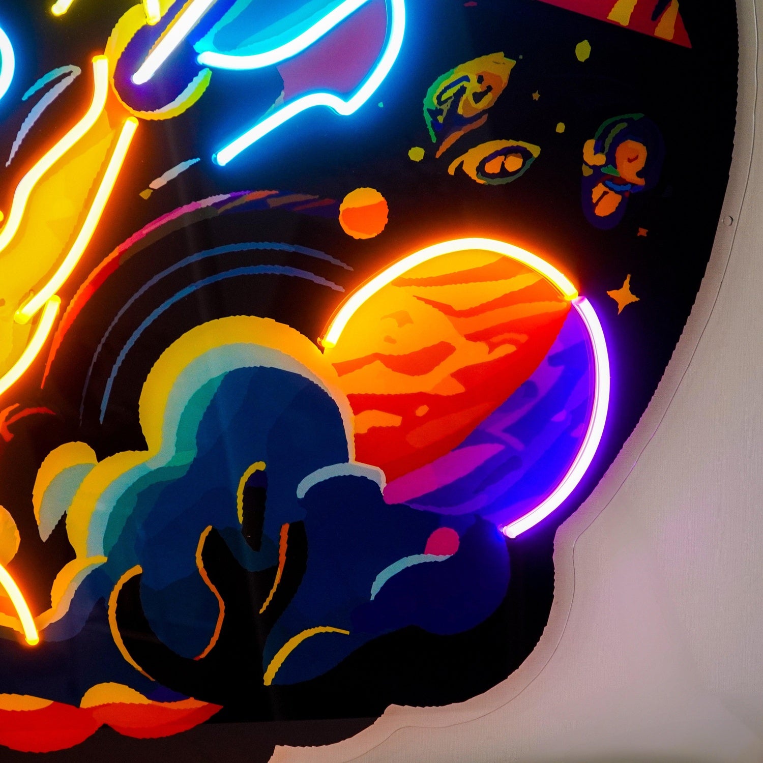 Rocket Launching Universe Uv Printed Led Neon Sign For Kids Room Decor | Shineneon