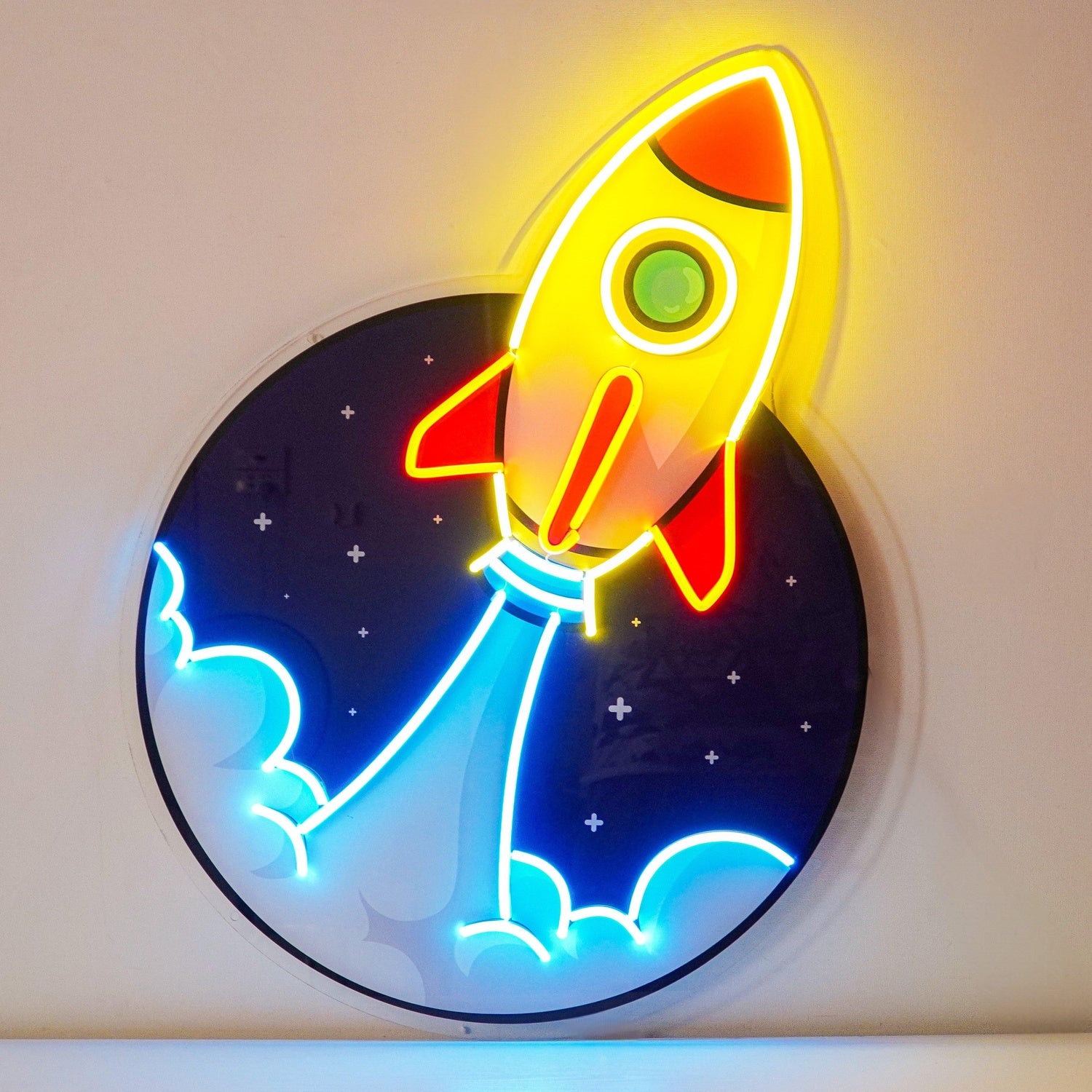 Rocket Multicolor Uv Printed Led Neon Sign For Kids Room Decor | Shineneon