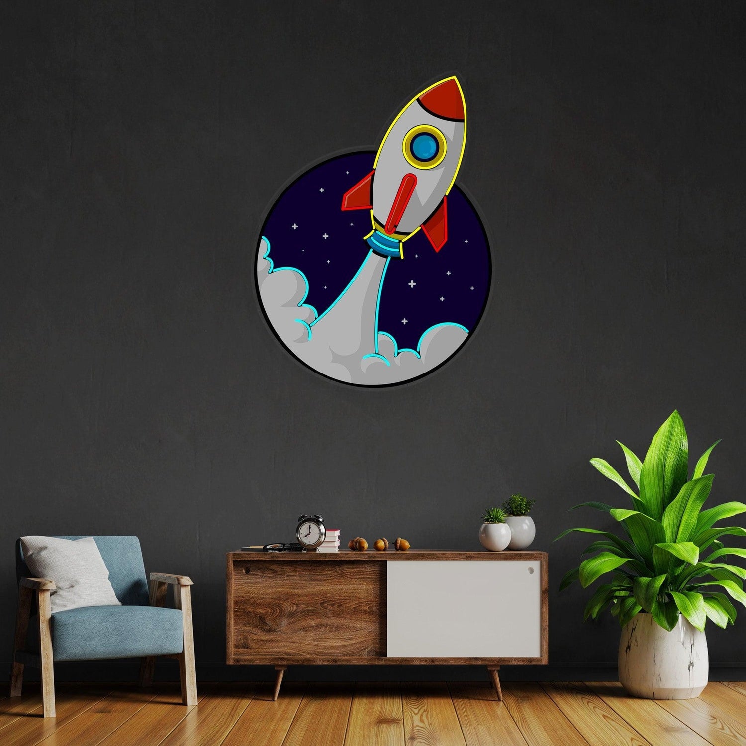 Rocket Multicolor Uv Printed Led Neon Sign For Kids Room Decor | Shineneon