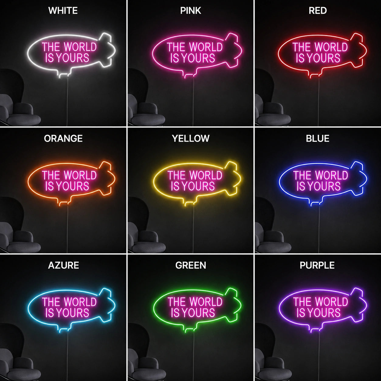 Rocket World Neon Sign LED Neon Sign color grid