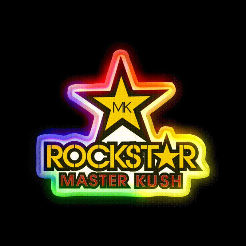 Rockstar Master Kush Hemp Inspired Green Leaf Led Neon Sign Rgb Color - LED neon sign close-up detail
