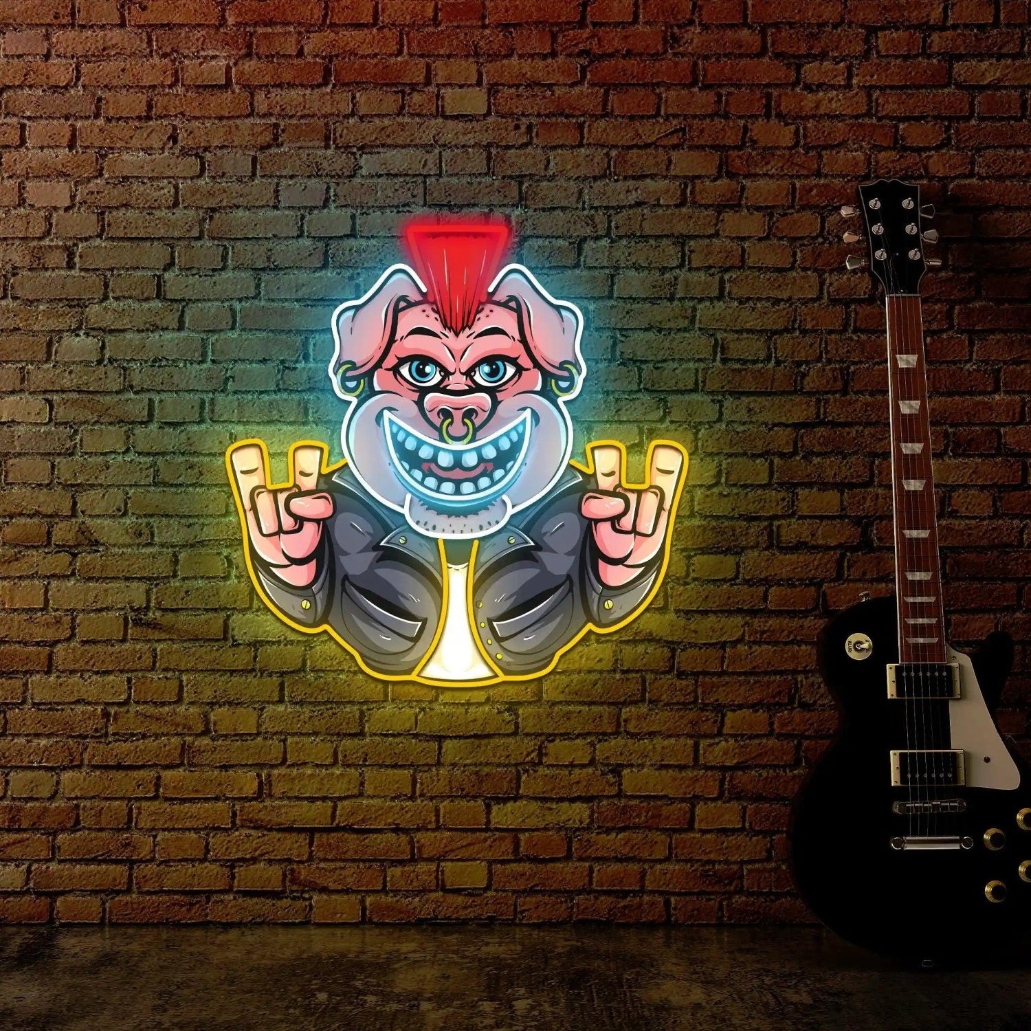 Rockstar Pig Punk Cartoon Led Neon Sign For Music Studio And Home Decor | Shineneon