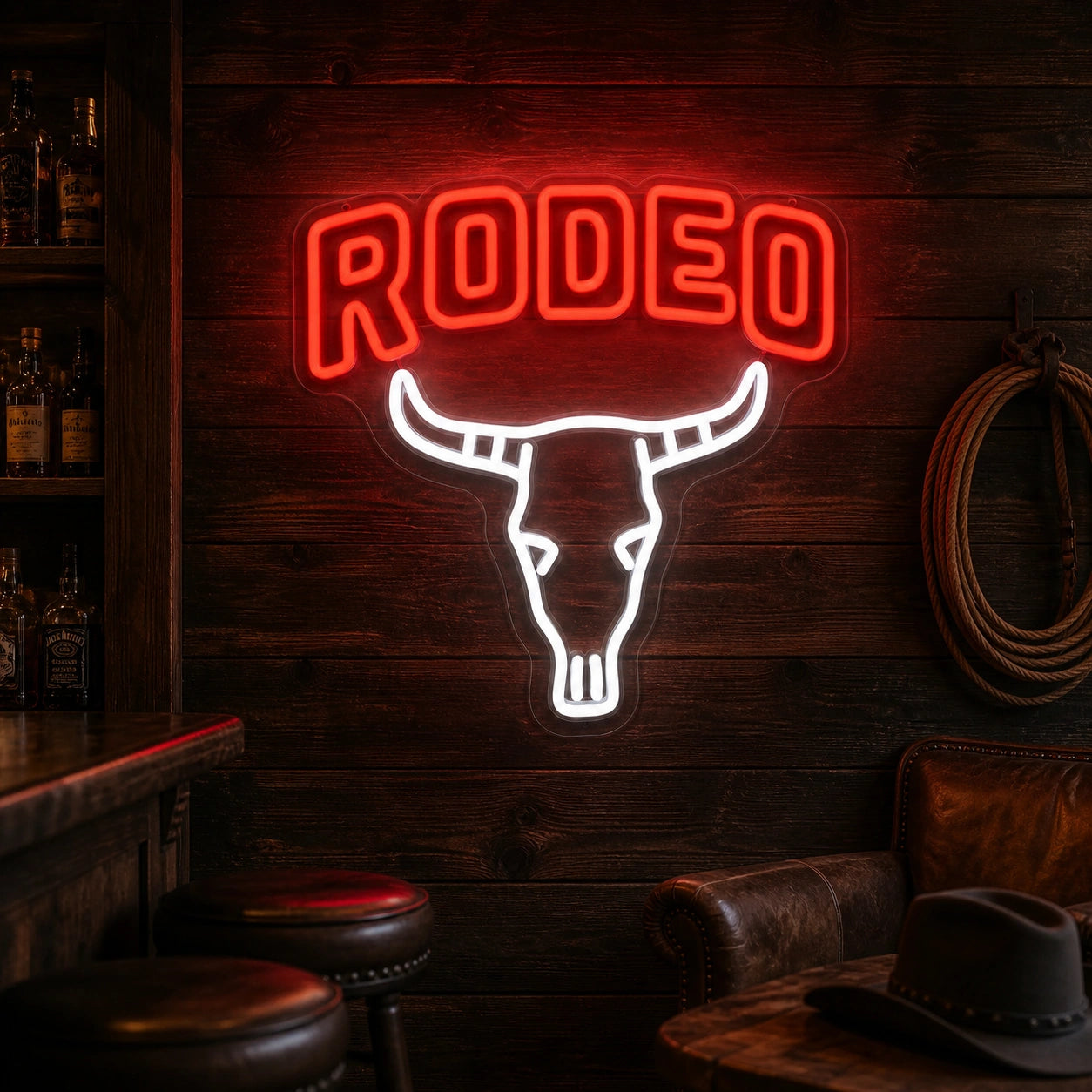 Rodeo Bull Skull Vintage LED Neon Sign high-converting product image
