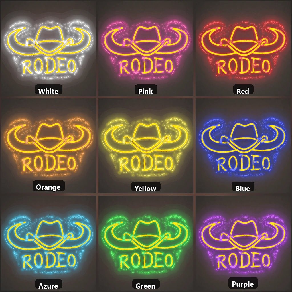 Rodeo Cowboy Hat Longhorn Vintage LED Neon Sign - Shineneon