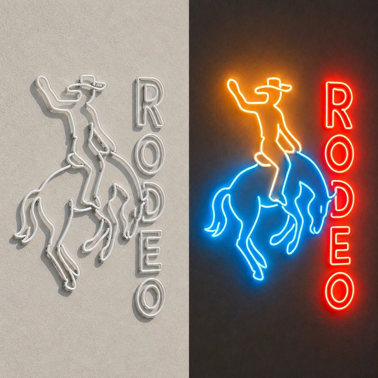 Rodeo Cowboy Horseback Vintage LED Neon Sign - Shineneon